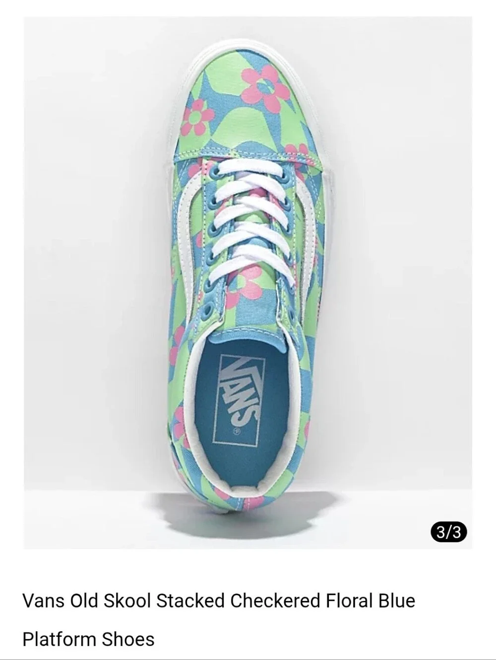 Vans Multi-Colored Stacked Checked Floral Platform Sneakers in Pastel Size 8